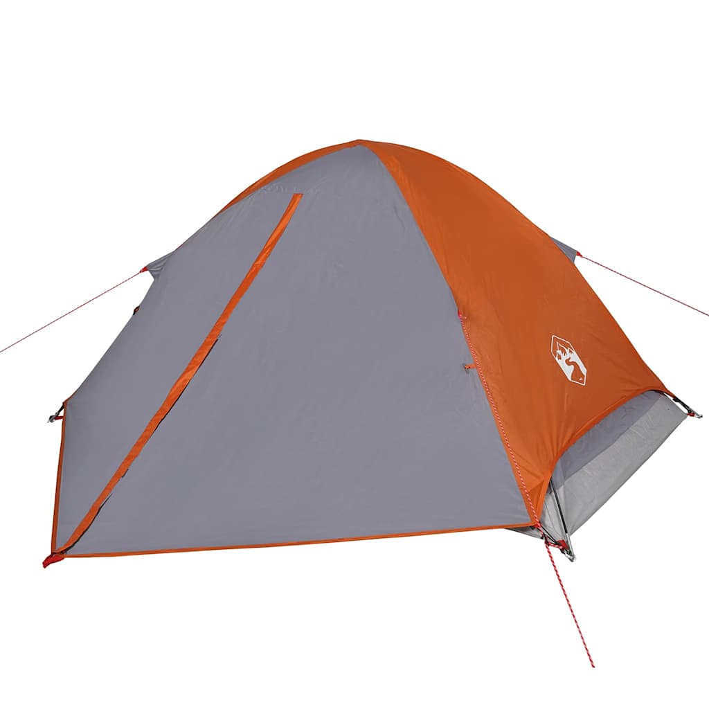 vidaXL Camping Tent Dome 4-Person Grey and Orange Waterproof - 43450