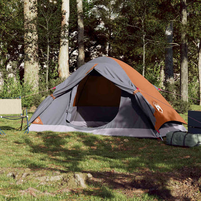 vidaXL Camping Tent Dome 4-Person Grey and Orange Waterproof - 43450
