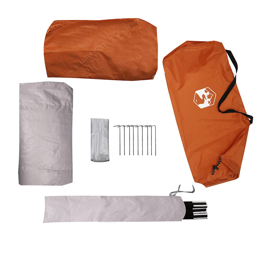 vidaXL Camping Tent Dome 4-Person Grey and Orange Waterproof - 43450