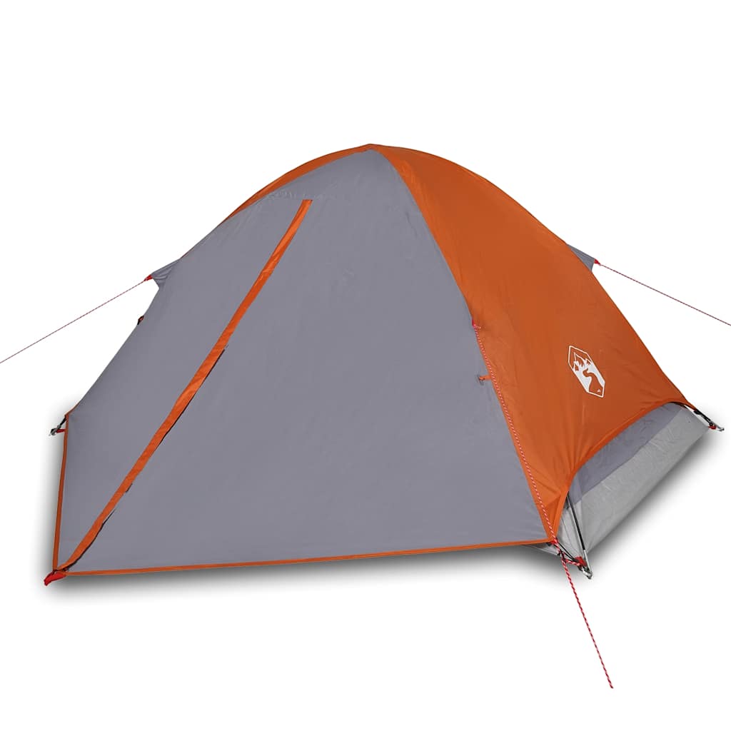 vidaXL Camping Tent Dome 4-Person Grey and Orange Waterproof - 43450