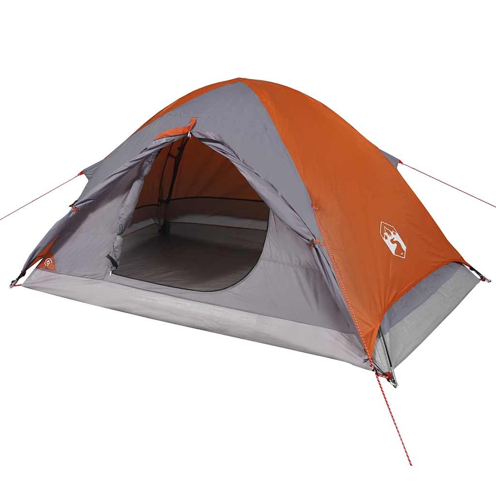 vidaXL Camping Tent Dome 4-Person Grey and Orange Waterproof - 43450