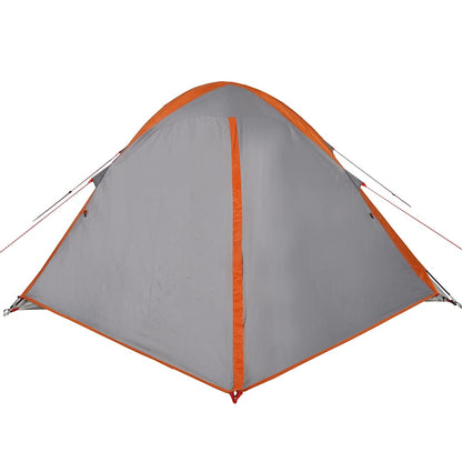 vidaXL Camping Tent Dome 4-Person Grey and Orange Waterproof - 43450