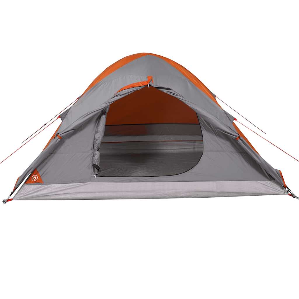 vidaXL Camping Tent Dome 4-Person Grey and Orange Waterproof - 43450