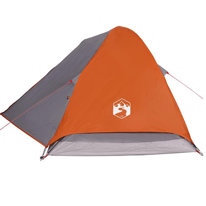 vidaXL Camping Tent Dome 4-Person Grey and Orange Waterproof - 43450