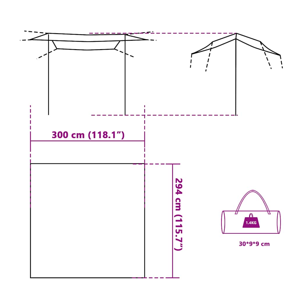 vidaXL Camping Tarp Blue 300x294 cm Waterproof - 43470
