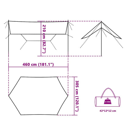 vidaXL Camping Tarp Orange 460x305x210 cm Waterproof