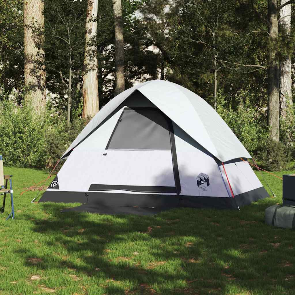 vidaXL Camping Tent Dome 2-Person White Blackout Fabric Waterproof - 43667