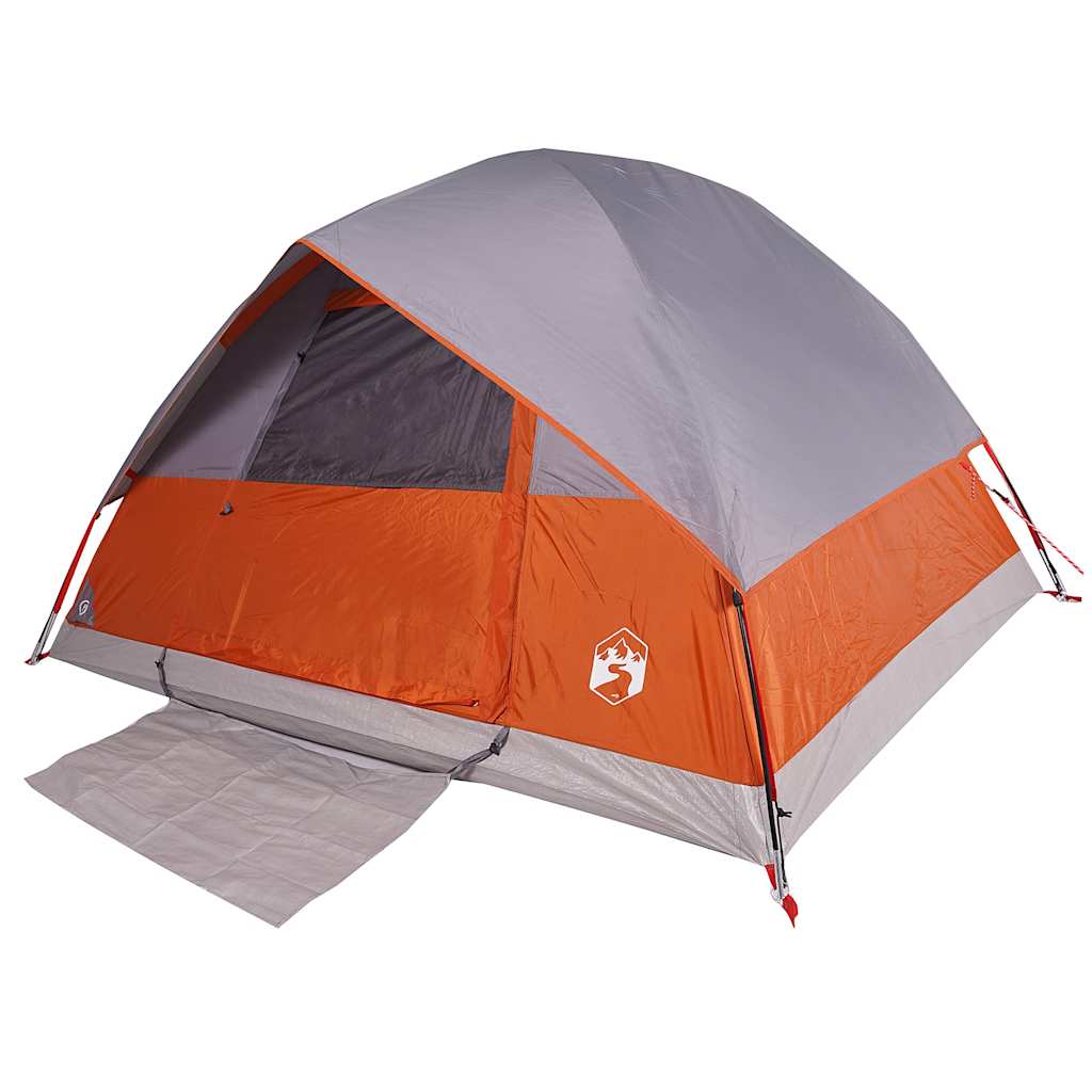 vidaXL Camping Tent Dome 3-Person Grey and Orange Waterproof