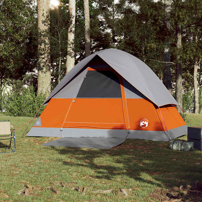 vidaXL Camping Tent Dome 3-Person Grey and Orange Waterproof