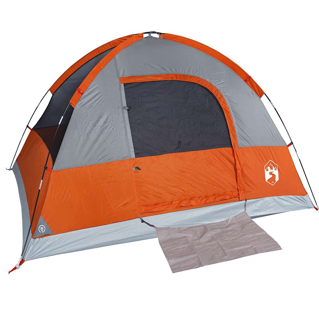 vidaXL Camping Tent Dome 3-Person Grey and Orange Waterproof