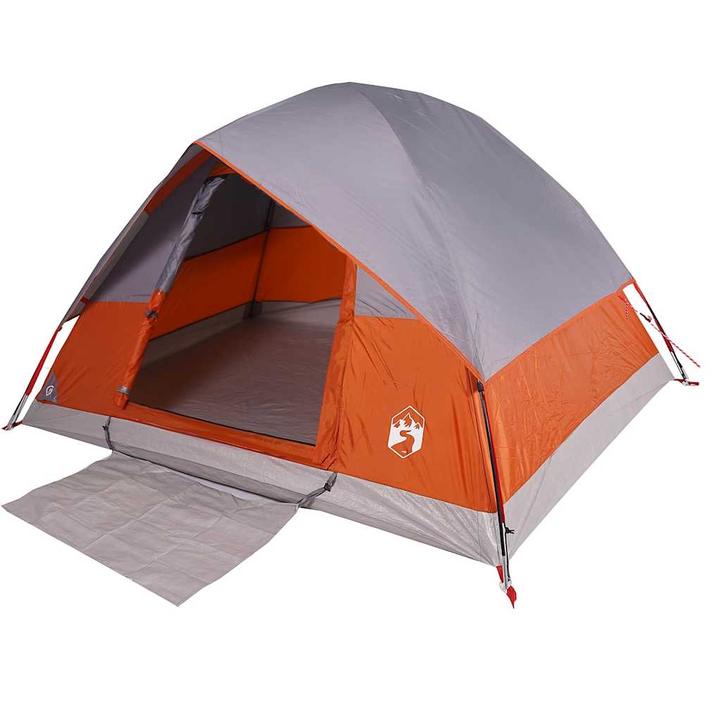 vidaXL Camping Tent Dome 3-Person Grey and Orange Waterproof