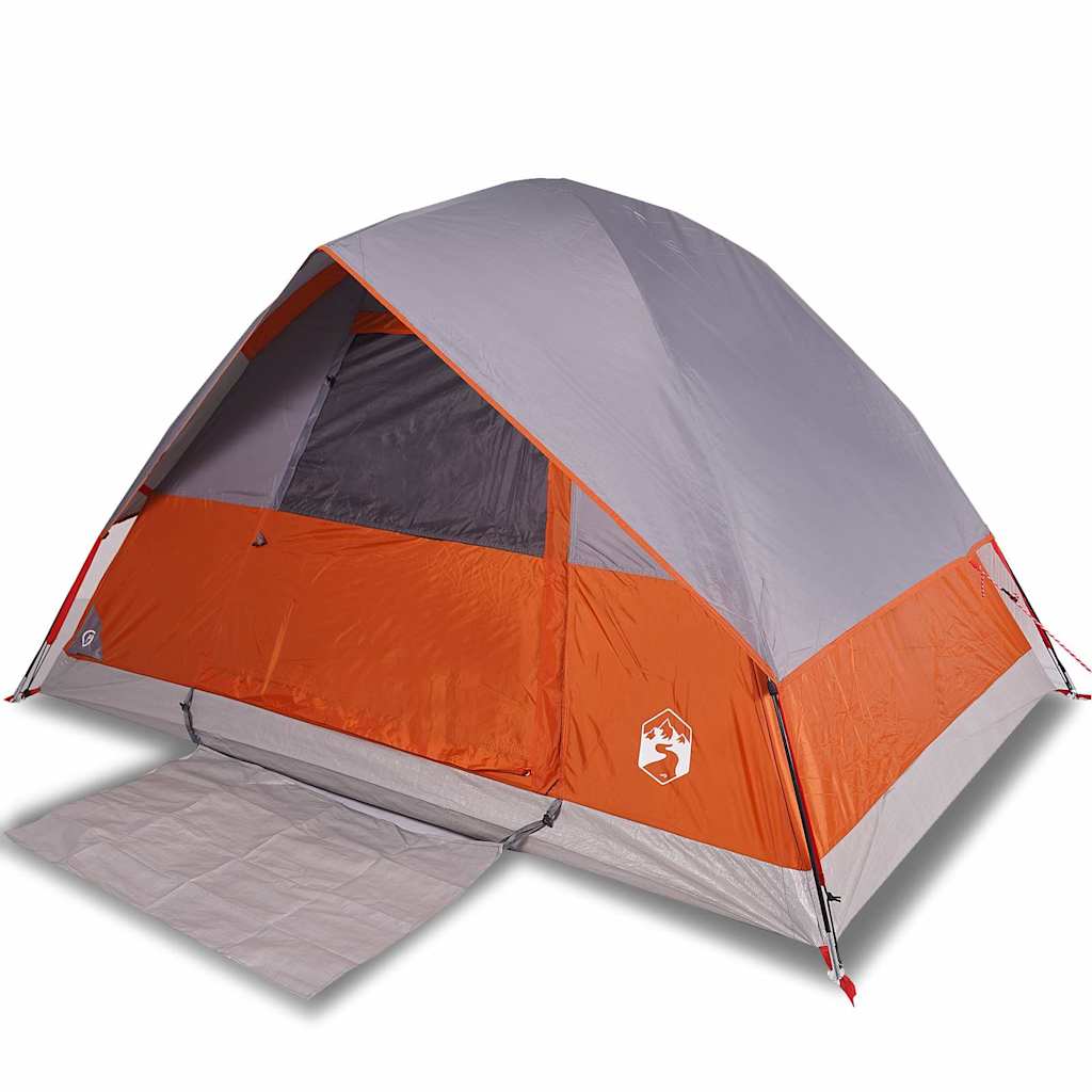 vidaXL Camping Tent Dome 4-Person Grey and Orange Waterproof - 43710