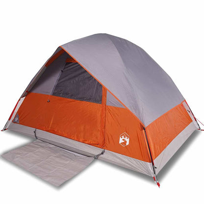 vidaXL Camping Tent Dome 4-Person Grey and Orange Waterproof - 43710