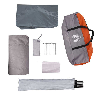 vidaXL Camping Tent Dome 4-Person Grey and Orange Waterproof - 43710
