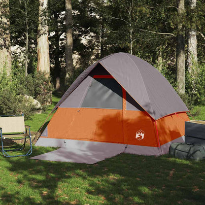 vidaXL Camping Tent Dome 4-Person Grey and Orange Waterproof - 43710