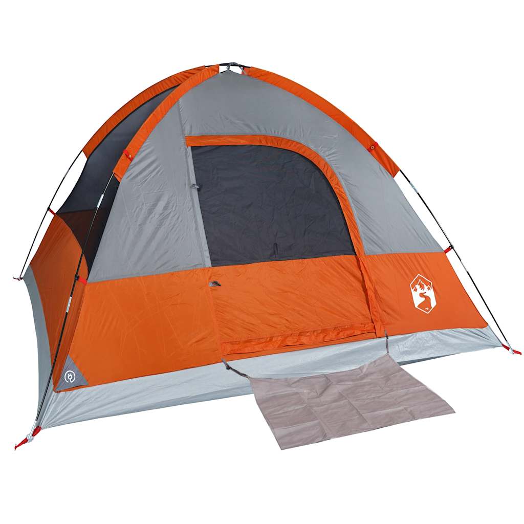 vidaXL Camping Tent Dome 4-Person Grey and Orange Waterproof - 43710