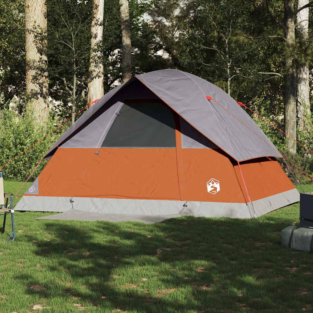 vidaXL Family Tent Dome 6-Person Grey and Orange Waterproof - 43745