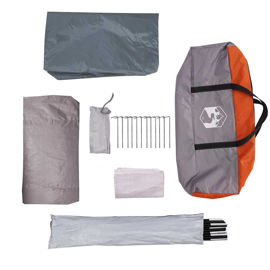 vidaXL Family Tent Dome 6-Person Grey and Orange Waterproof - 43745