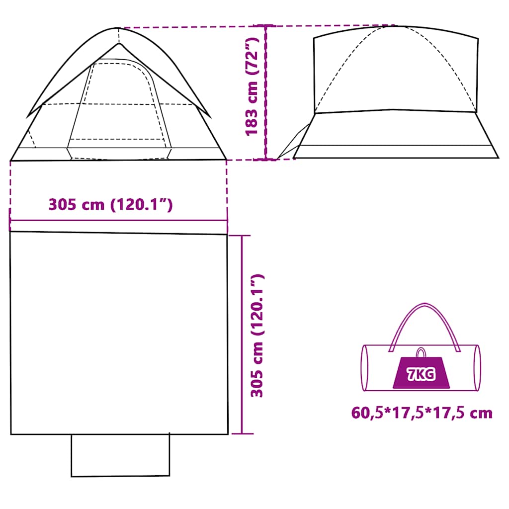 vidaXL Family Tent Dome 6-Person Grey and Orange Waterproof - 43745
