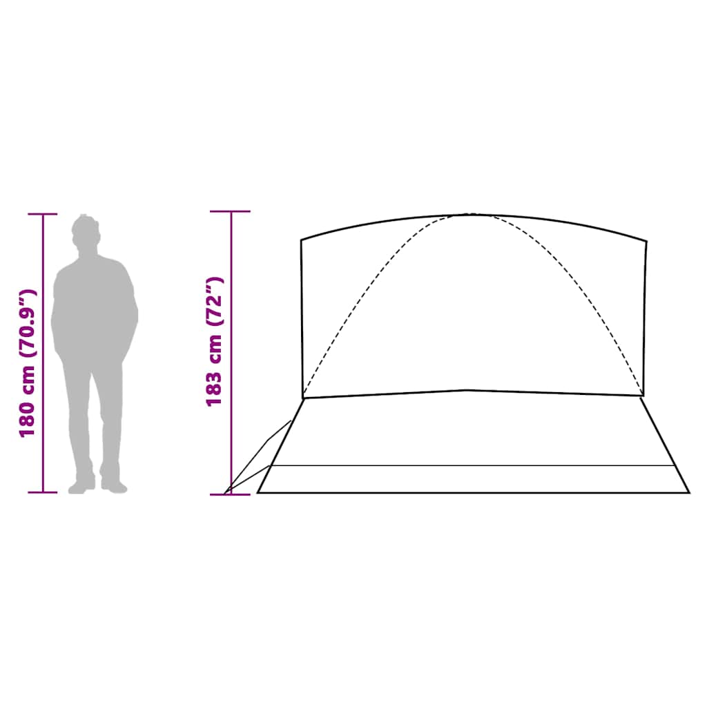 vidaXL Family Tent Dome 6-Person Grey and Orange Waterproof - 43745