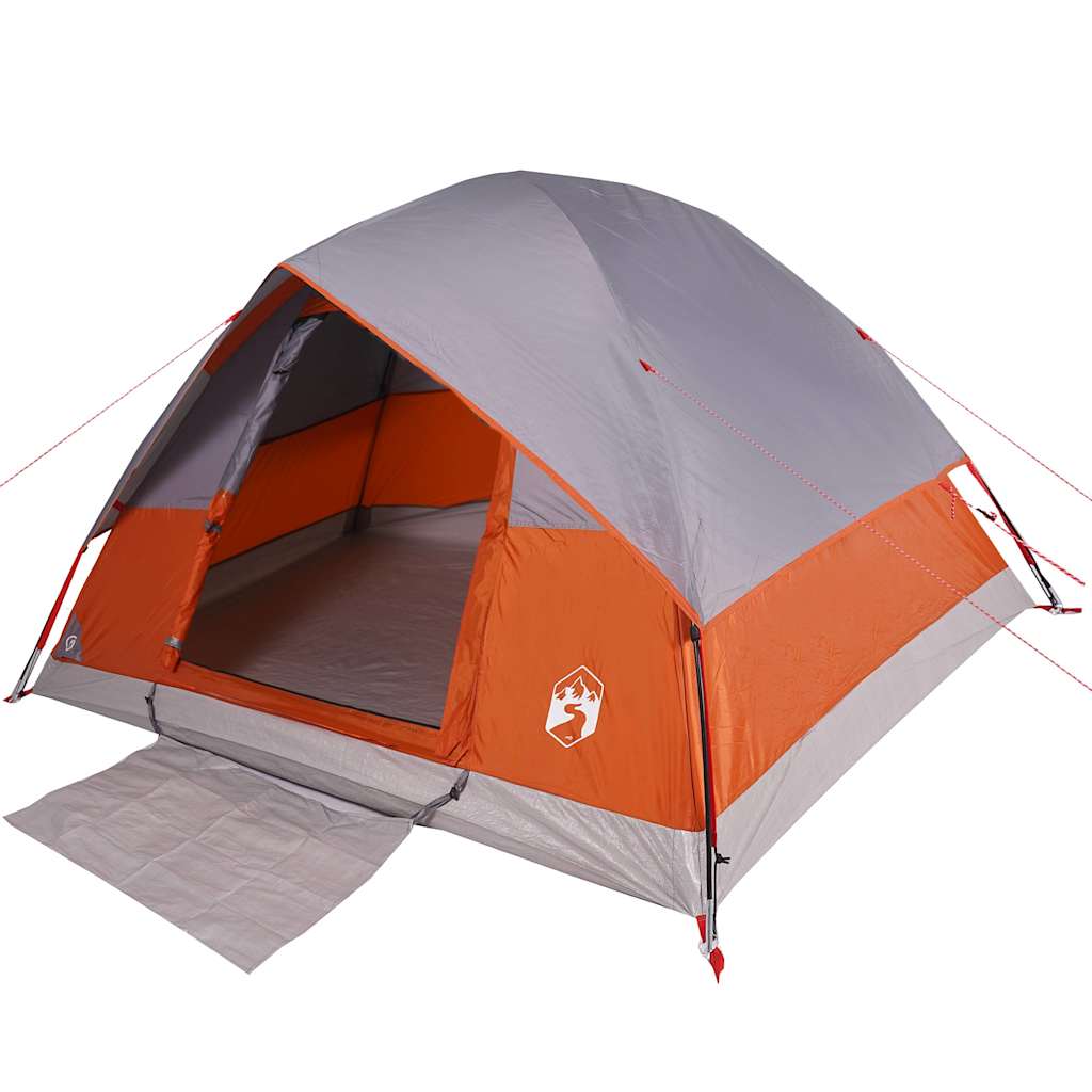 vidaXL Family Tent Dome 6-Person Grey and Orange Waterproof - 43745