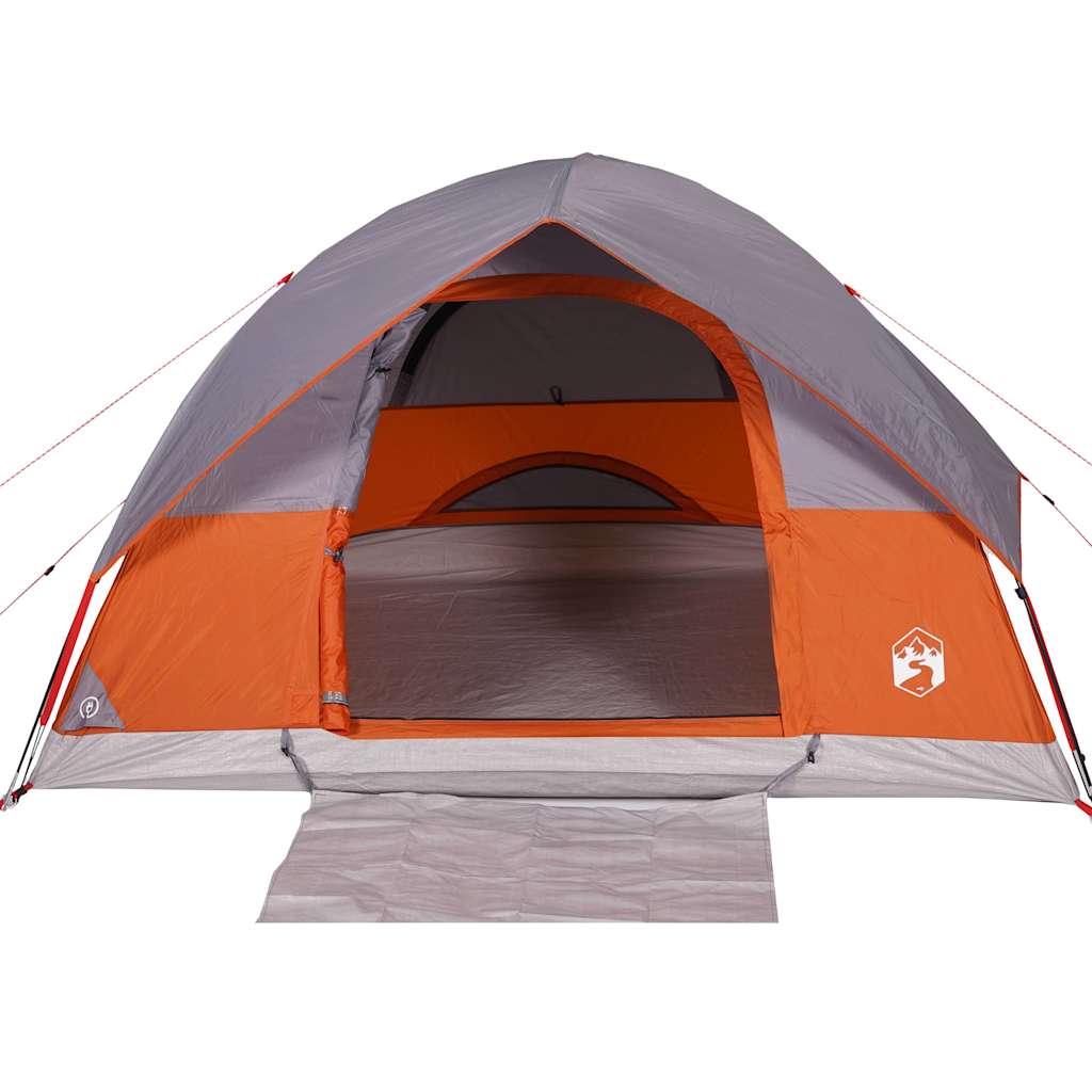 vidaXL Family Tent Dome 6-Person Grey and Orange Waterproof - 43745