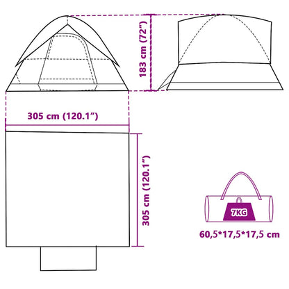 vidaXL Family Tent Dome 6-Person White Blackout Fabric Waterproof