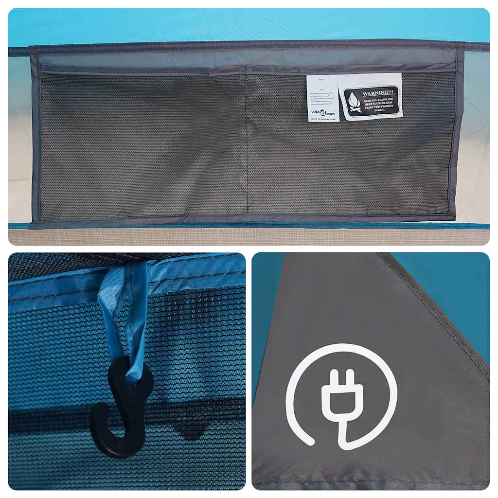 vidaXL Camping Tent Cabin 4-Person Blue Waterproof - 43776