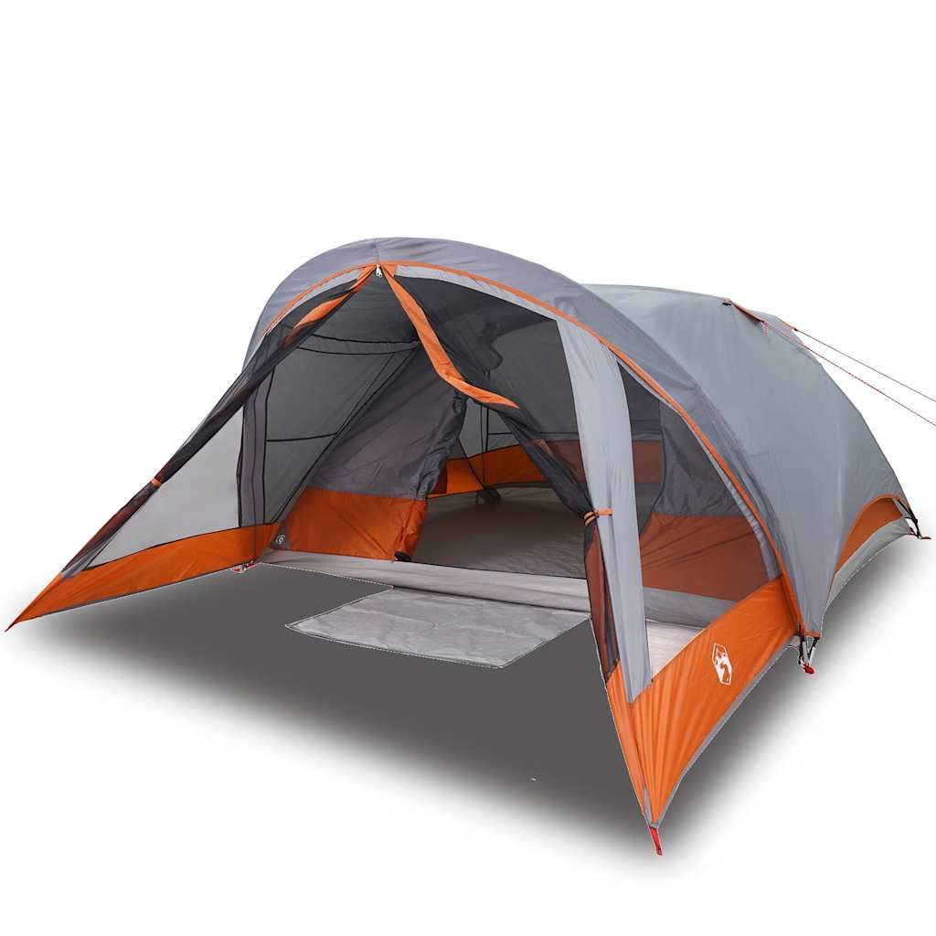 vidaXL Camping Tent Cabin 4-Person Grey and Orange Waterproof - 43787
