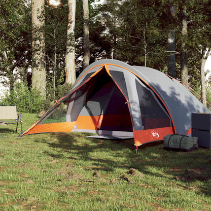 vidaXL Camping Tent Cabin 4-Person Grey and Orange Waterproof - 43787