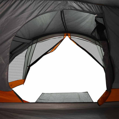 vidaXL Camping Tent Cabin 4-Person Grey and Orange Waterproof - 43787