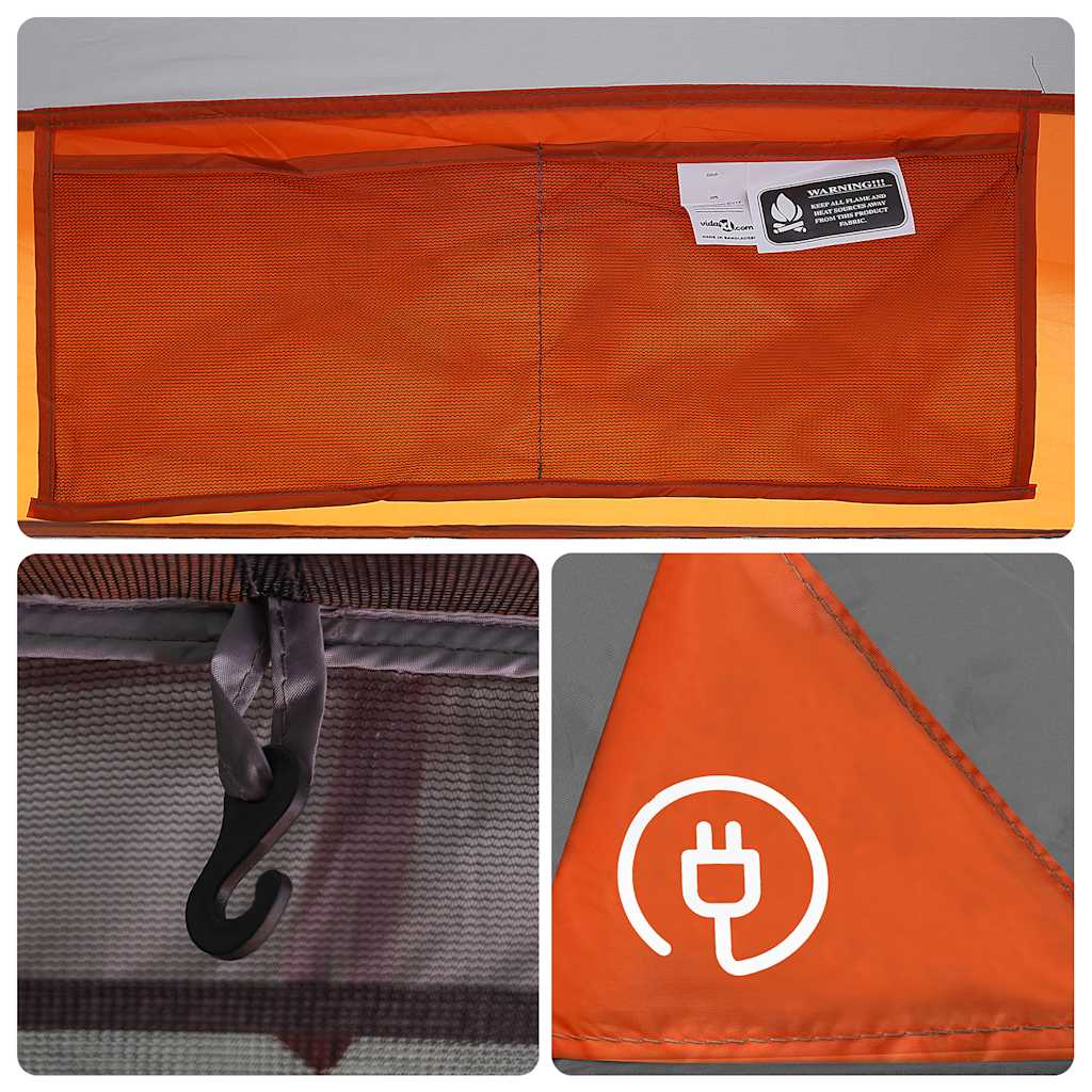 vidaXL Camping Tent Cabin 4-Person Grey and Orange Waterproof - 43787