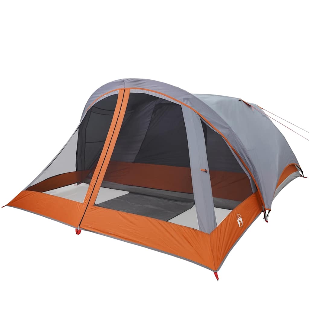 vidaXL Camping Tent Cabin 4-Person Grey and Orange Waterproof - 43787