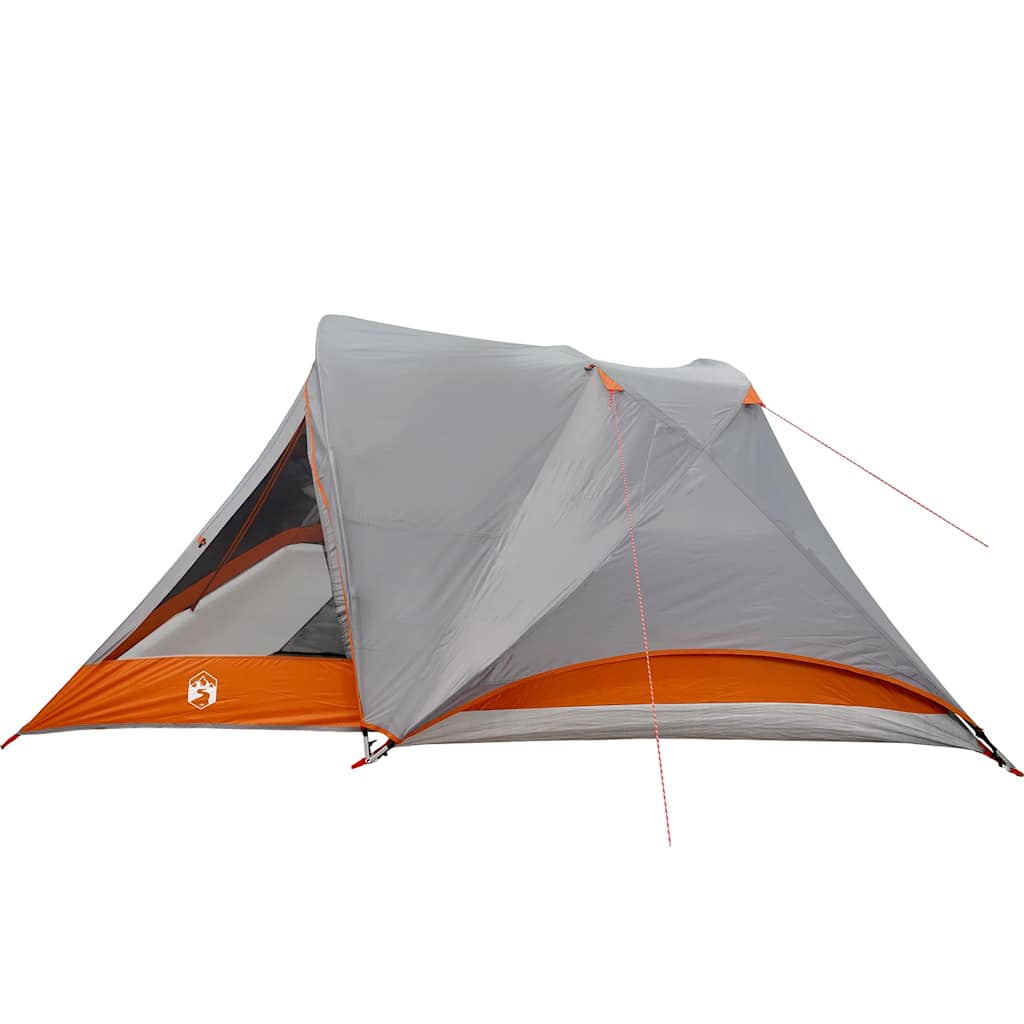 vidaXL Camping Tent Cabin 4-Person Grey and Orange Waterproof - 43787