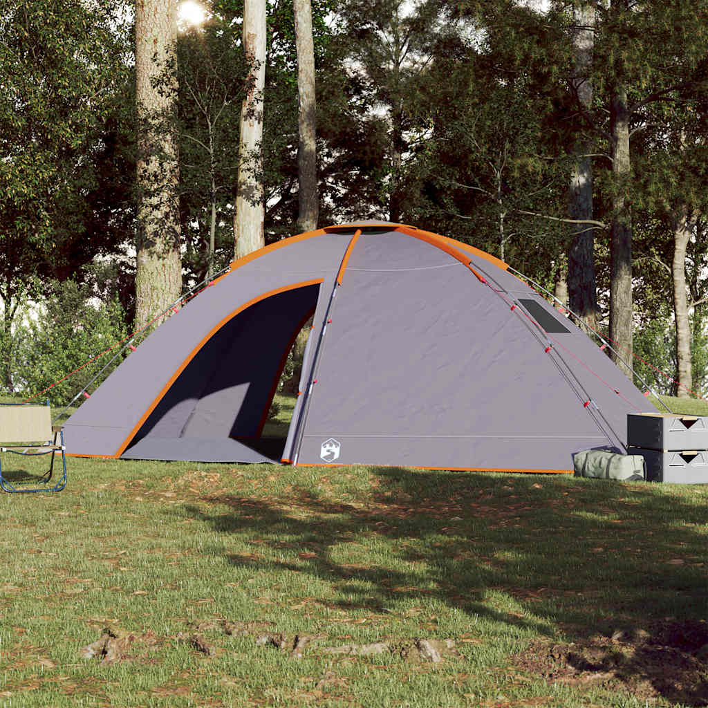 vidaXL Camping Tent 8-Person Grey and Orange Waterproof