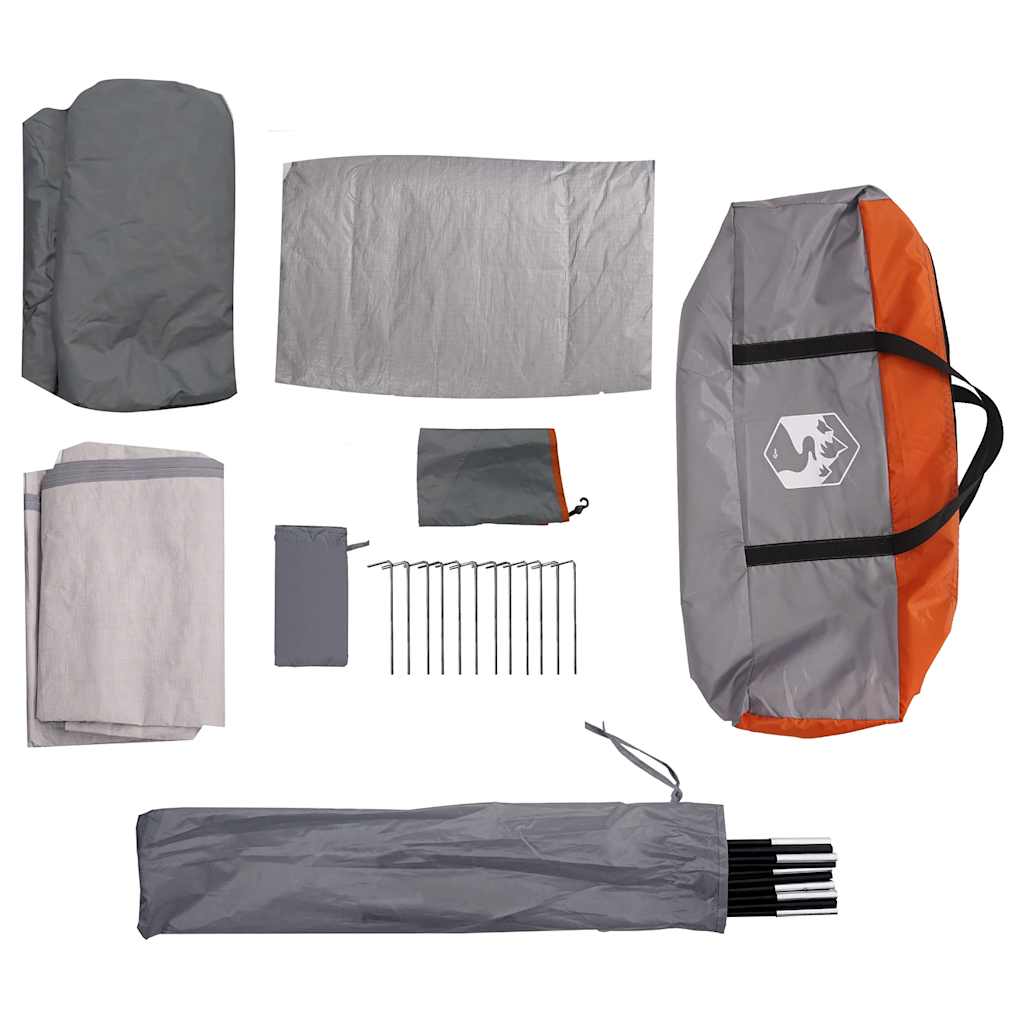 vidaXL Camping Tent 8-Person Grey and Orange Waterproof