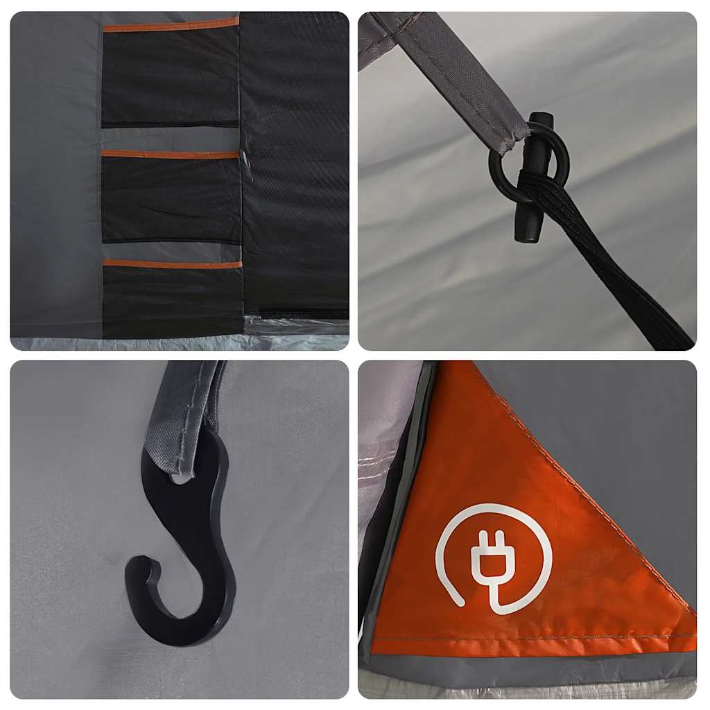 vidaXL Camping Tent 8-Person Grey and Orange Waterproof