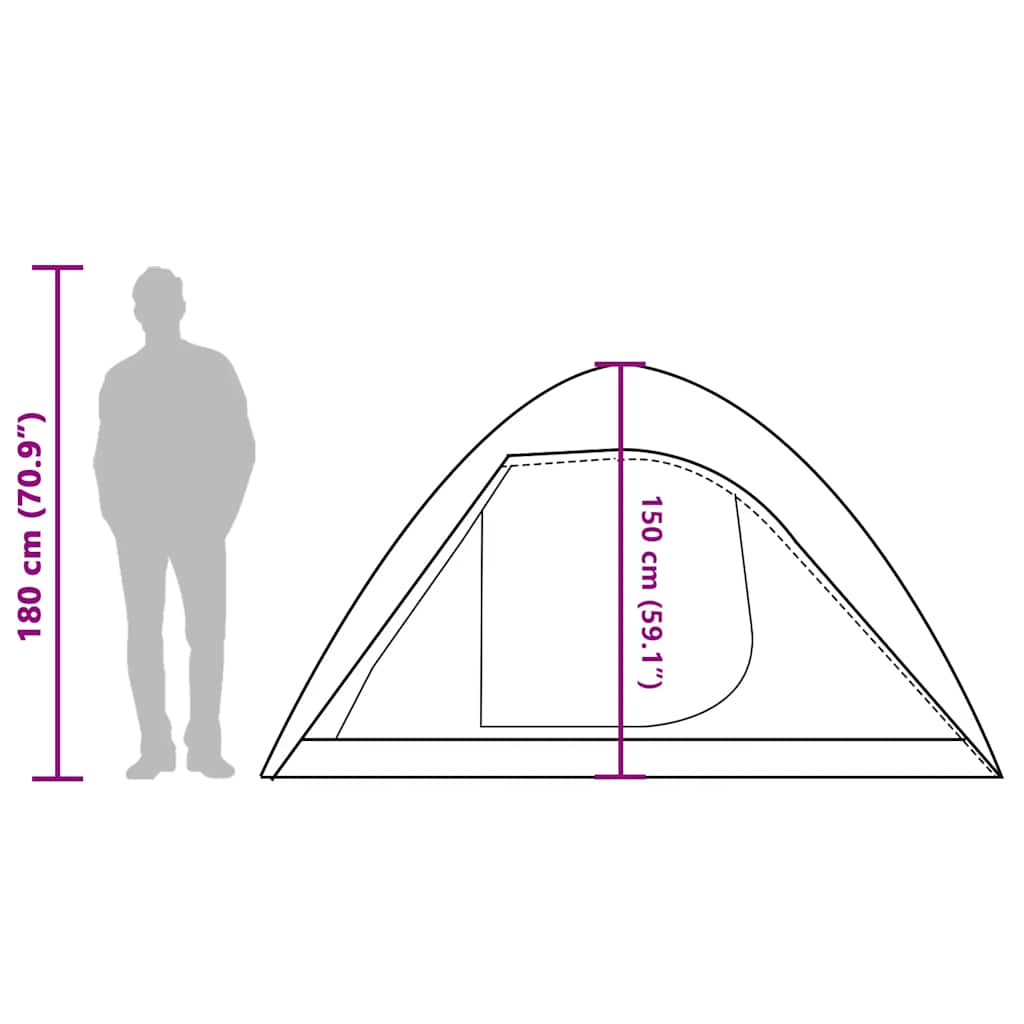 vidaXL Camping Tent Dome 4-Person Green Waterproof - 43803