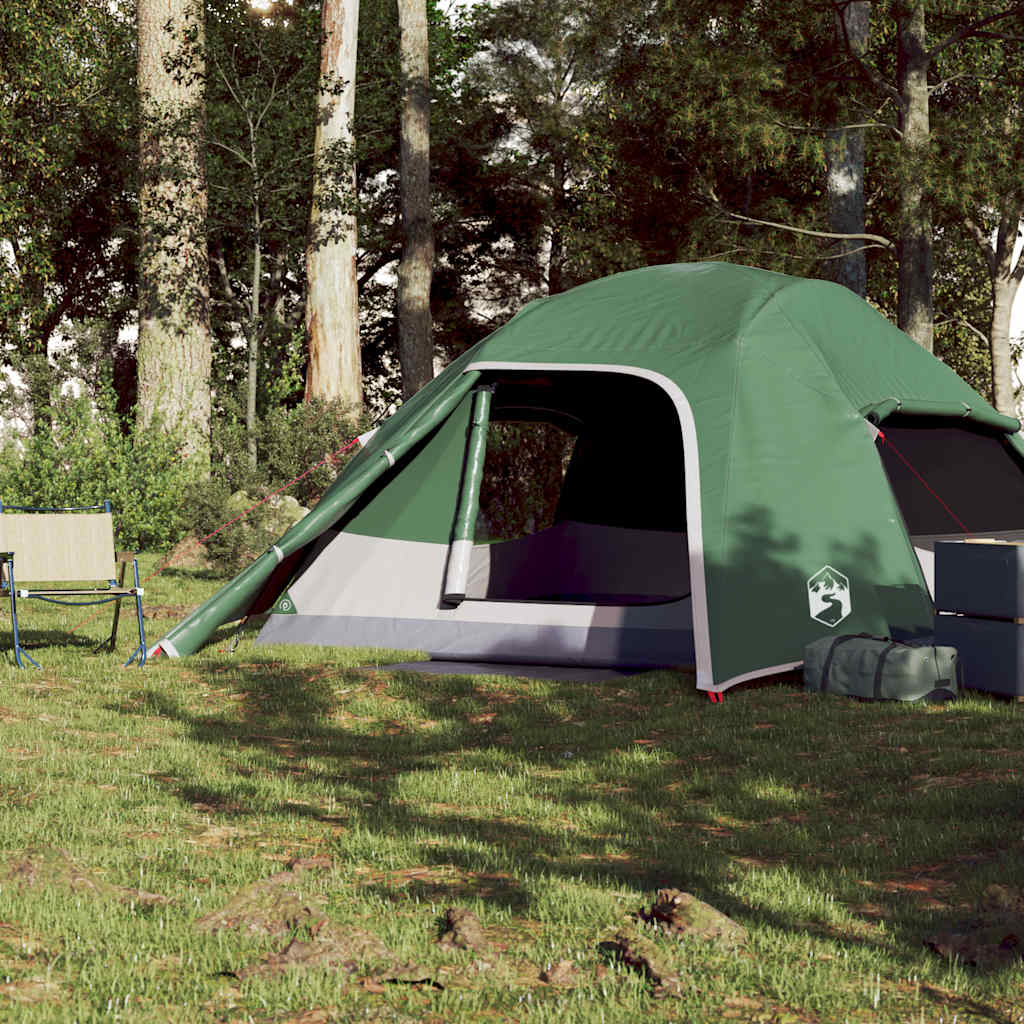 vidaXL Camping Tent Dome 4-Person Green Waterproof - 43803