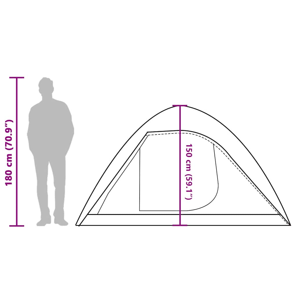 vidaXL Camping Tent Dome 4-Person Grey Waterproof