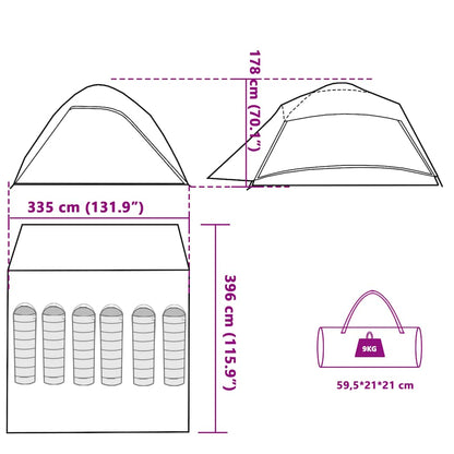vidaXL Family Tent Dome 6-Person Blue Waterproof - 43840