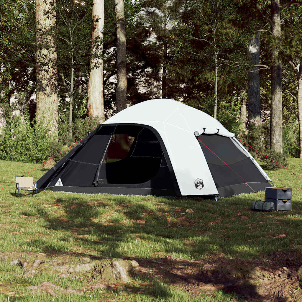 vidaXL Family Tent Dome 6-Person White Blackout Fabric Waterproof - 43843