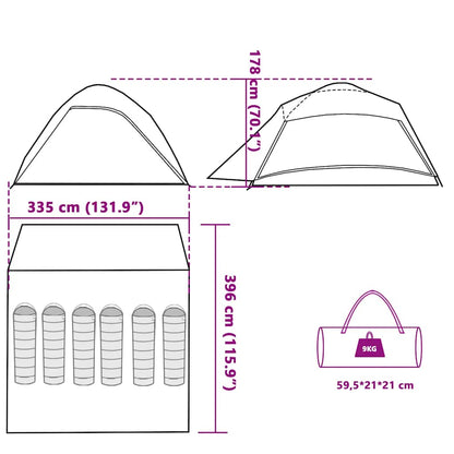 vidaXL Family Tent Dome 6-Person White Blackout Fabric Waterproof - 43843