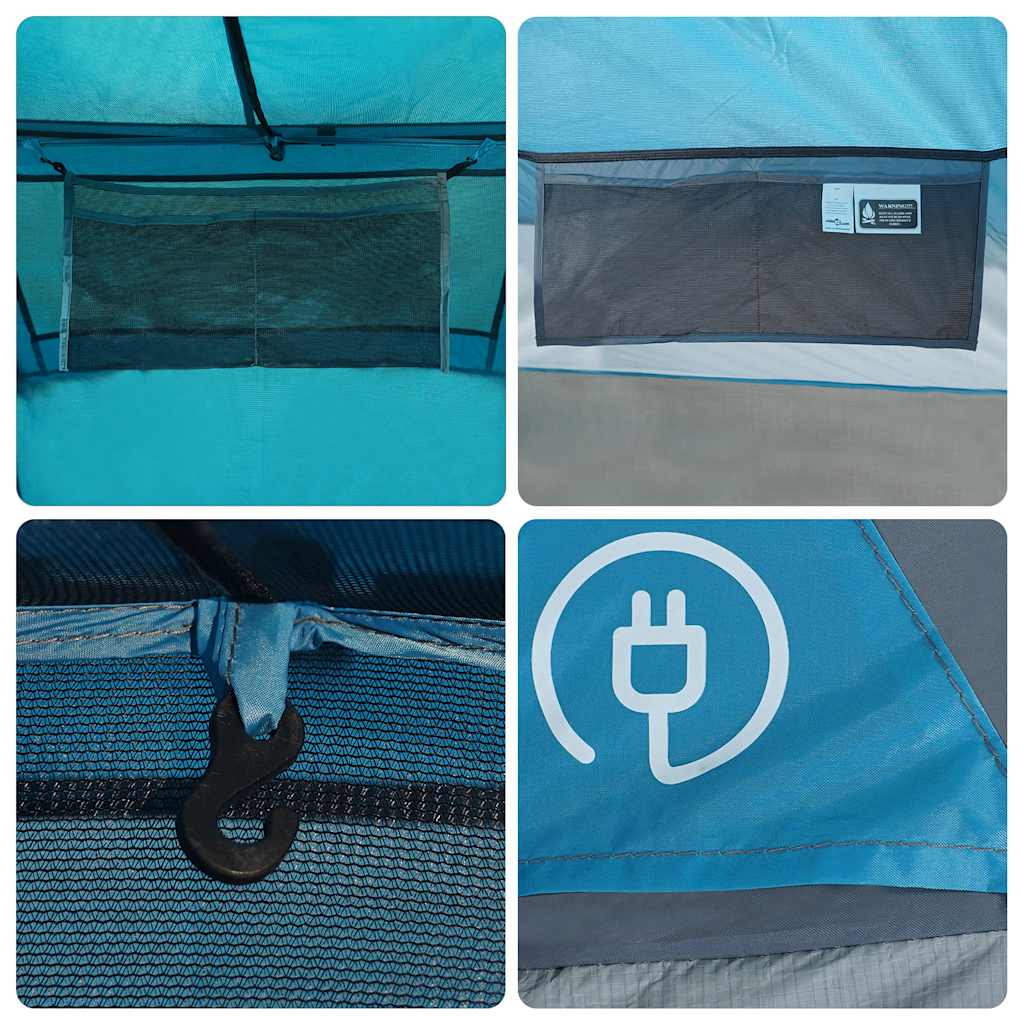 vidaXL Camping Tent Dome 4-Person Blue Waterproof - 43863