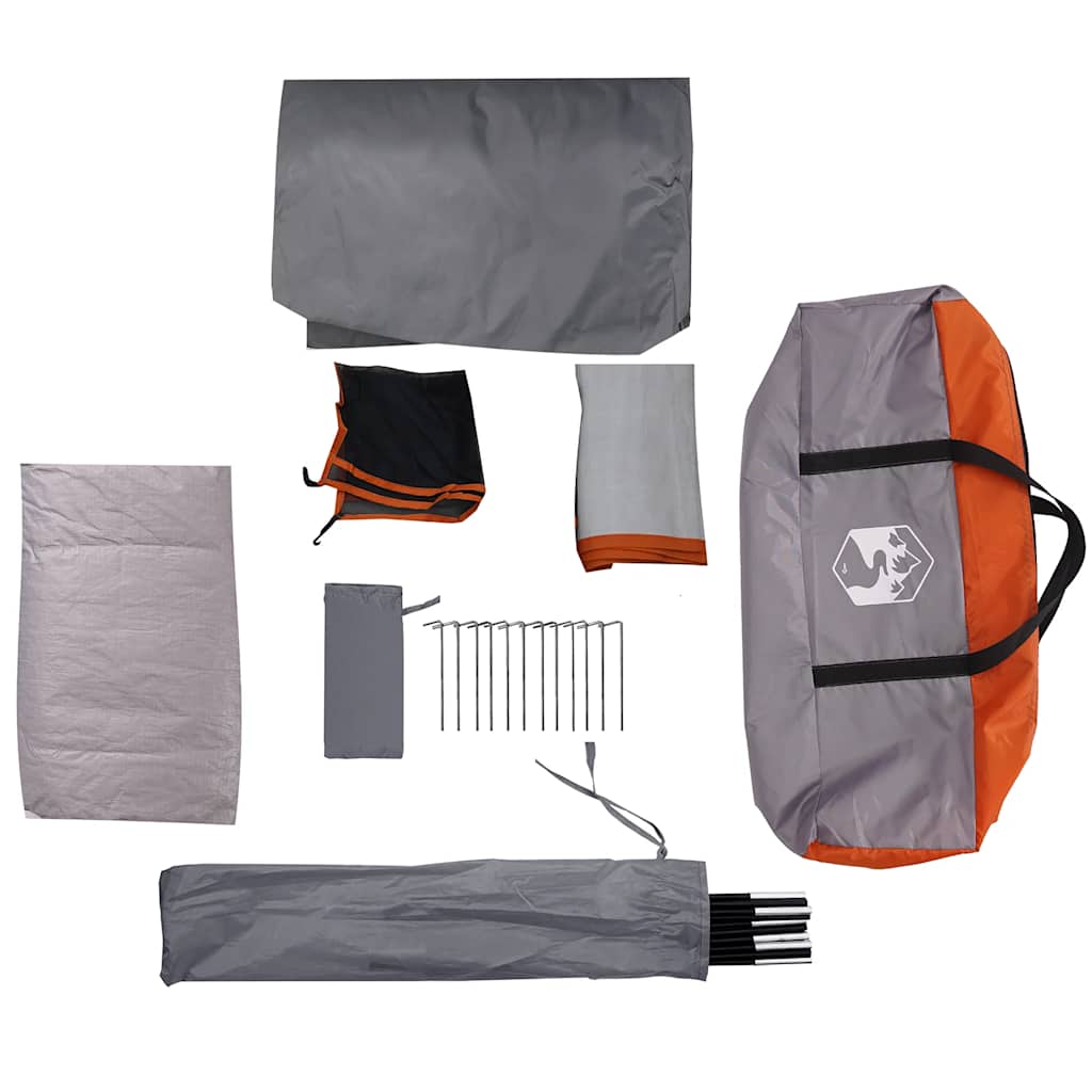 vidaXL Camping Tent Dome 4-Person Grey and Orange Waterproof - 43868