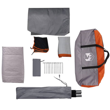 vidaXL Camping Tent Dome 4-Person Grey and Orange Waterproof - 43868