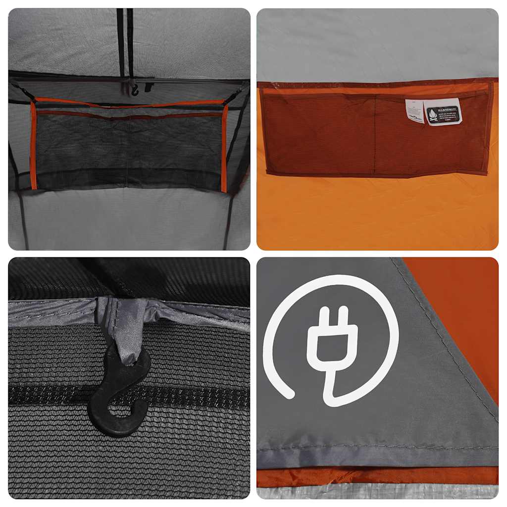 vidaXL Camping Tent Dome 4-Person Grey and Orange Waterproof - 43868