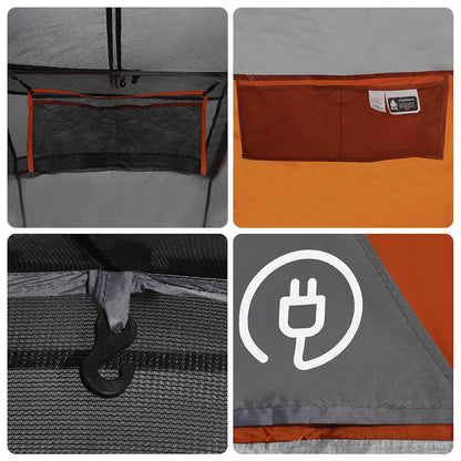 vidaXL Camping Tent Dome 4-Person Grey and Orange Waterproof - 43868