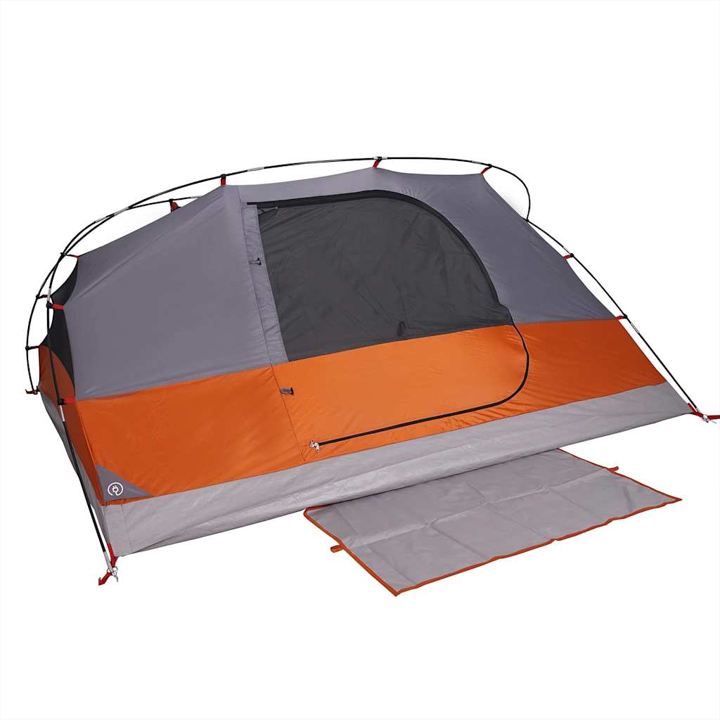 vidaXL Camping Tent Dome 4-Person Grey and Orange Waterproof - 43868