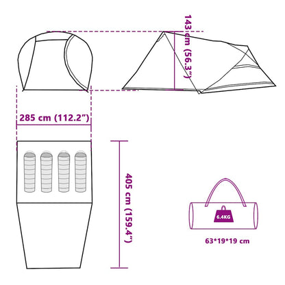 vidaXL Camping Tent Dome 4-Person White Blackout Fabric Waterproof - 43877
